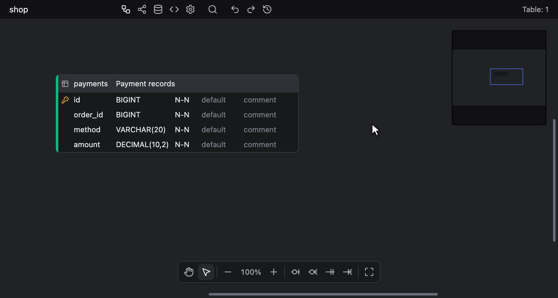Switching the database to PostgreSQL, then picking a PostgreSQL type in the autocomplete